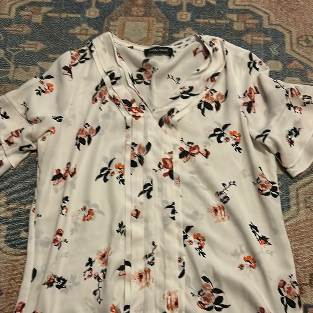 Ivanka Trump Black and White Casual Button Down Shirt
